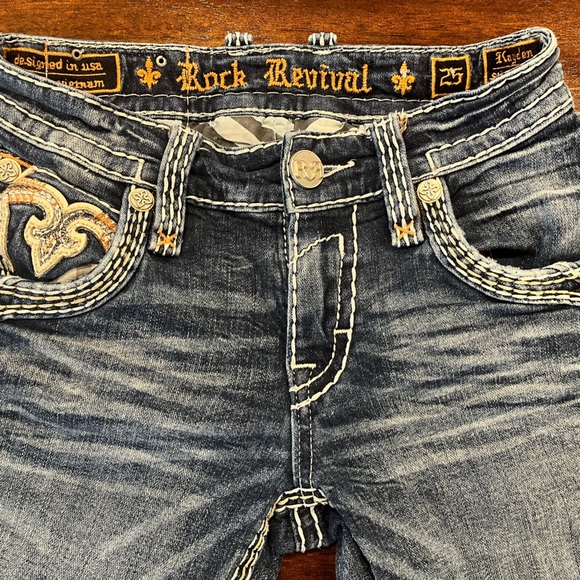 Men Rock Revival Kayden Slim Straight Jeans 25x27 fit boys sz 14 - Picture 5 of 9